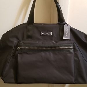 NEW Nautica Black Overnighter Tote Travel Bag